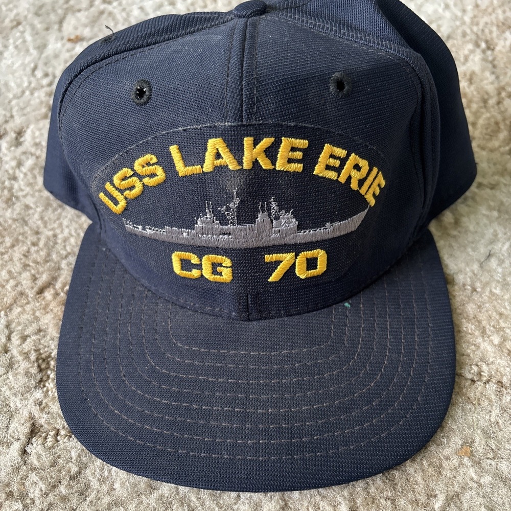 Vintage USS Lake Erie CG-70 Hat Navy Guided Missile Cruiser Cap New Era Snapback